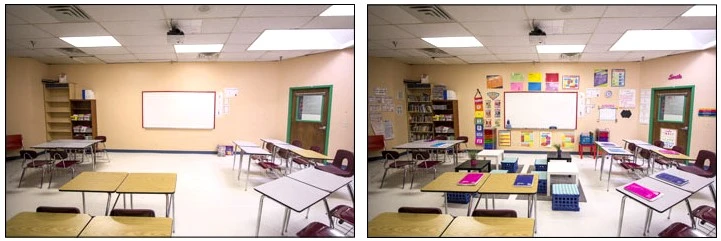 Classroom Before and After Before and after pictures of the same classroom, showing how much money and effort goes into getting ready for back-to-school