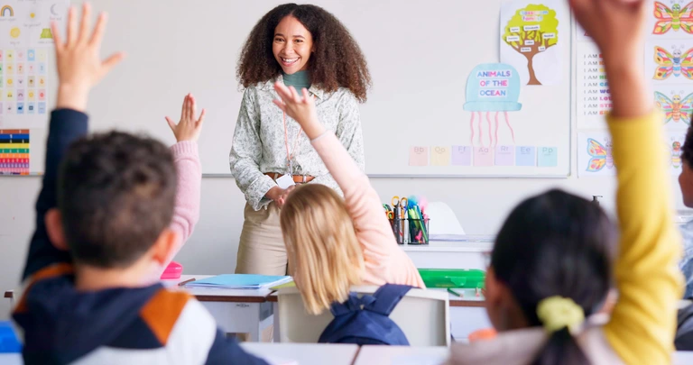 teacher and kids in classroom